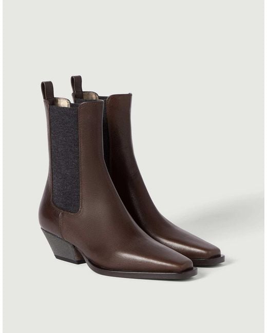 Brunello Cucinelli Brown Leather Chelsea Boots 50