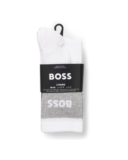 Boss White Minimalist Design Short Socks for men