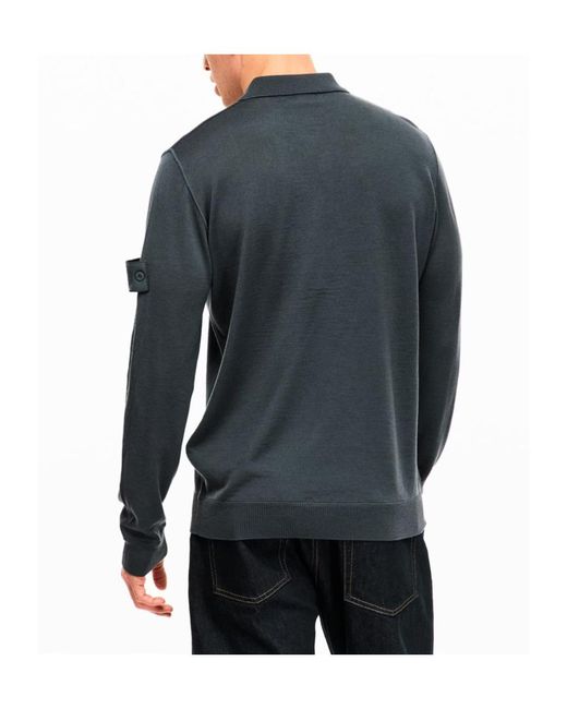 Stone Island Blue Ghost Long Sleeve Polo Shirt for men