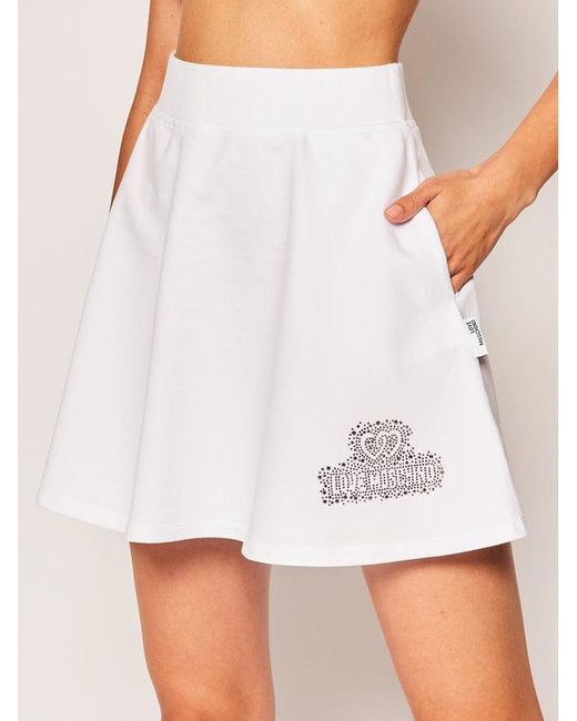 Moschino White Logo Details Skirt