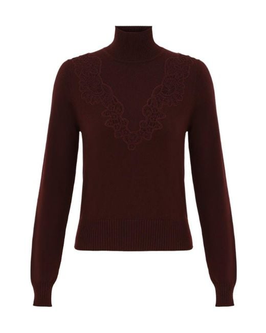 Zimmermann Purple Valiant Merino Lace Turtleneck