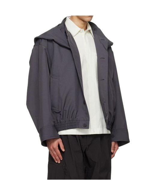 Homme Plissé Issey Miyake Gray Homme Plissé Issey Miyake Button Up Bomber Jacket for men