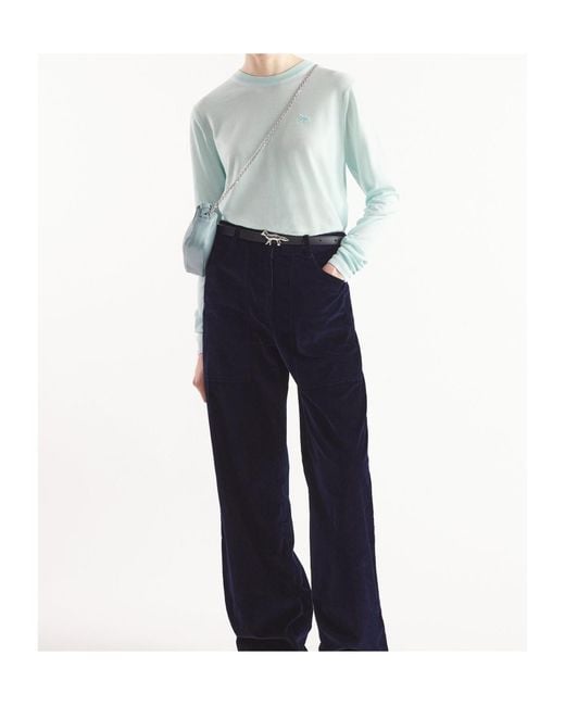 Maison Kitsuné Blue Round-Collar Long-Sleeve Hoodie