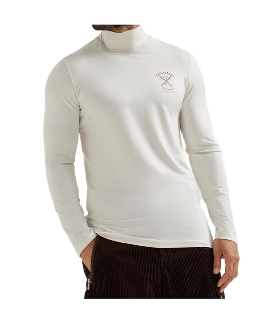 Brunello Cucinelli White Turtleneck Logo T-Shirt for men