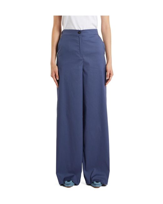 iBlues Blue Wide-Leg Casual Pants