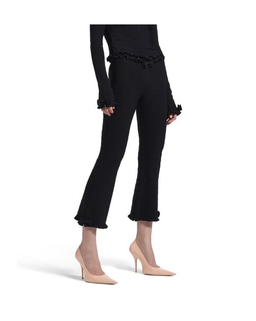 Balenciaga Black Flared Capri Pants