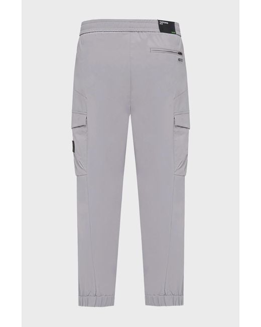 Boss Gray Boss Drawstring Tapered-Fit Pants for men