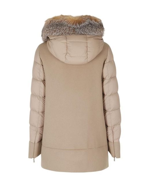 Moorer Natural Long-Sleeve Hooded Padded Jacket