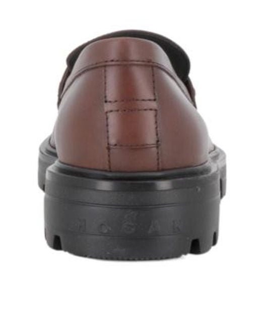 Hogan Brown H673 Round-Toe Loafers for men
