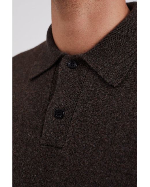 Norse Projects Brown Long-Sleeved Wool Polo Shirt for men