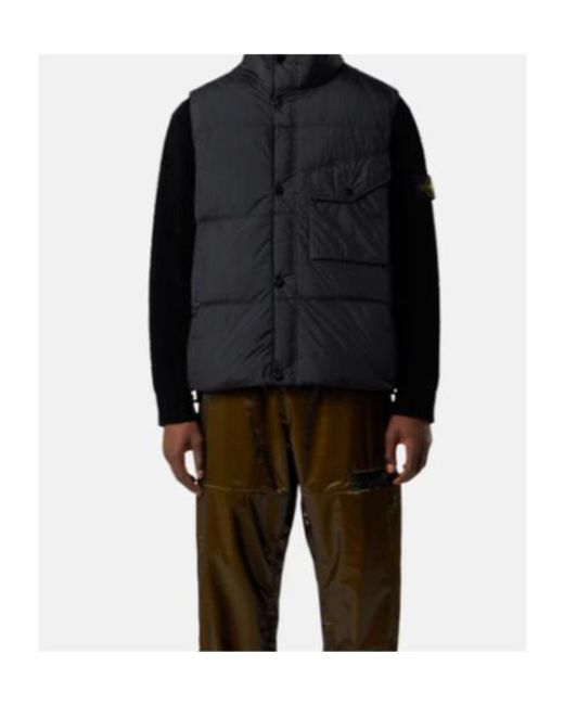 Stone Island Black Logo Patch High Neck Gilet for men