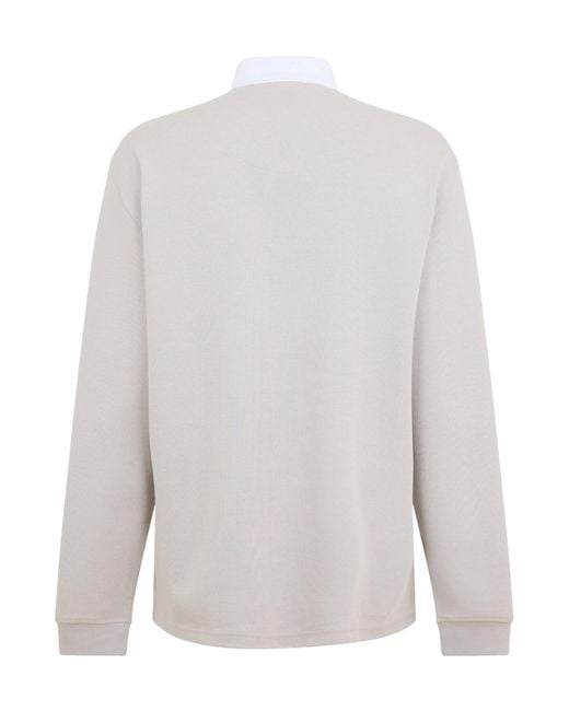 Boss White Longsleeve Rugby Polo Shirt for men