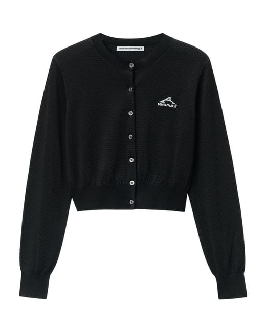 T By Alexander Wang Black Cropped Athletic Mesh Cardigan