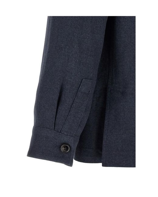 Zegna Blue Alpe Shirt-Collar Jacket for men