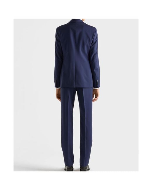 Prada Blue Single Breasted Wool And Mohair Suit for men