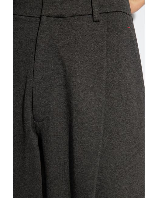 Victoria Beckham Black Pleated Straight-Leg Trousers
