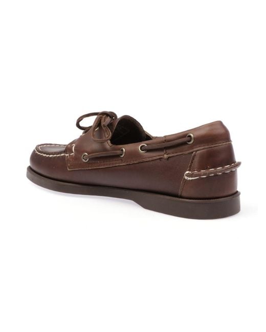 Sebago Brown Docksides Portland Leather Loafers for men