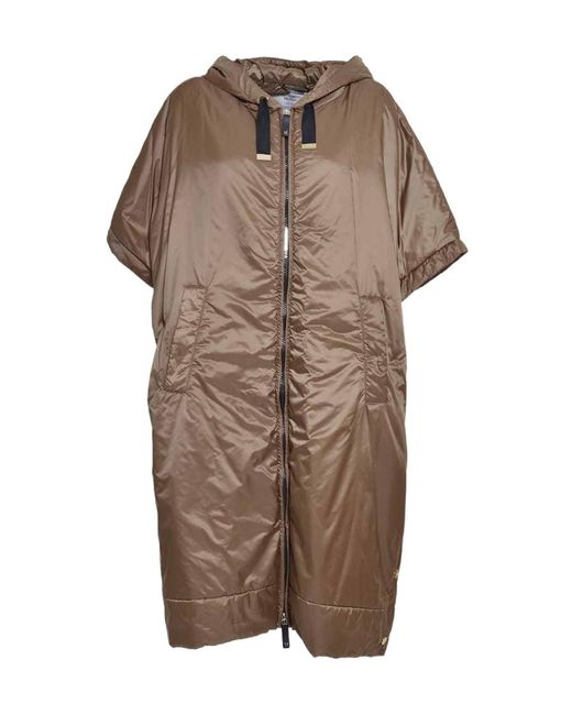 Max Mara Brown Short-Sleeve Padded Coat