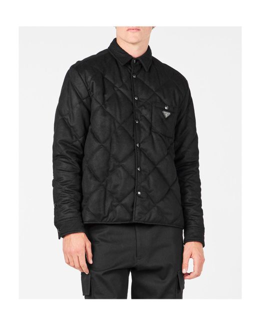 Prada Black Collared Quilted Padded Jacket for men