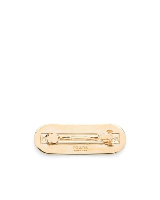 Prada White Logo-Print Hair Clip
