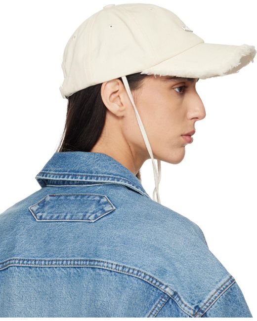 Jacquemus White The Artichaut Curved Peak Cap for men