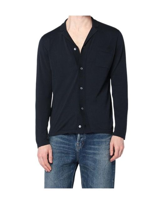 Drumohr Blue Long-Sleeve Button-Down Shirt for men