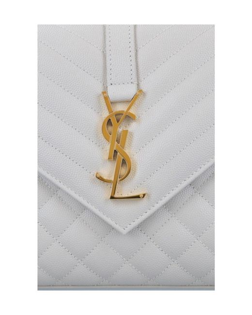 Saint Laurent Gray Matelassé Envelope Medium Shoulder Bag