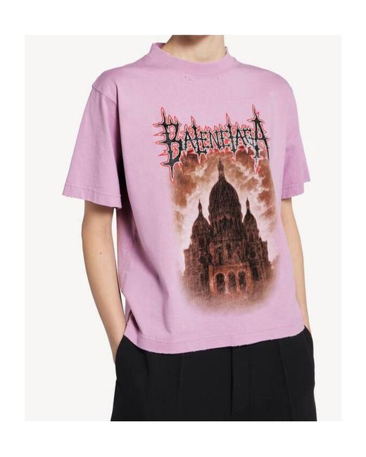Balenciaga Pink Cotton Sacré Cœur T-Shirt