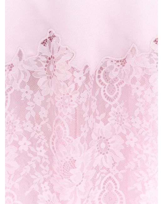 LoveShackFancy Pink Lace Trim Slip Dress