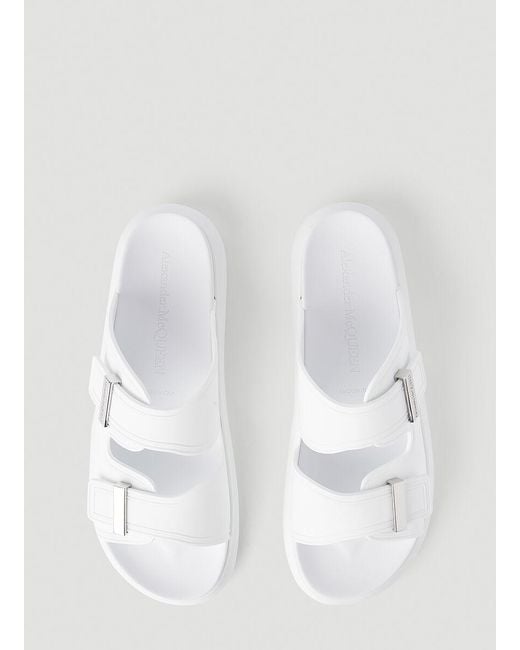 McQueen White Logo-Buckle Detail Sandals for men