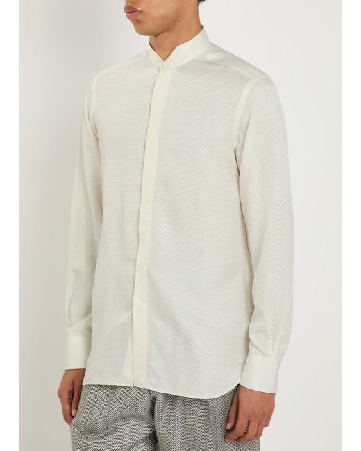 Tom Ford White Perforated Silk Shirt for men
