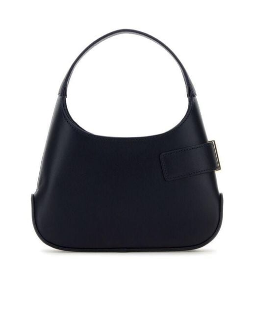 Ferragamo Blue Ferragamo Logo Plaque Gancini Buckled Hobo Bag