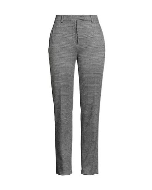 Max Mara Gray Plaid Straight-Leg Trousers