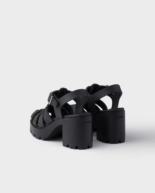Prada Black Rubber Platform Sandals