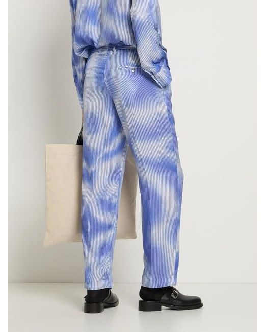 FEDERICO CINA Blue Printed Casual Pants for men