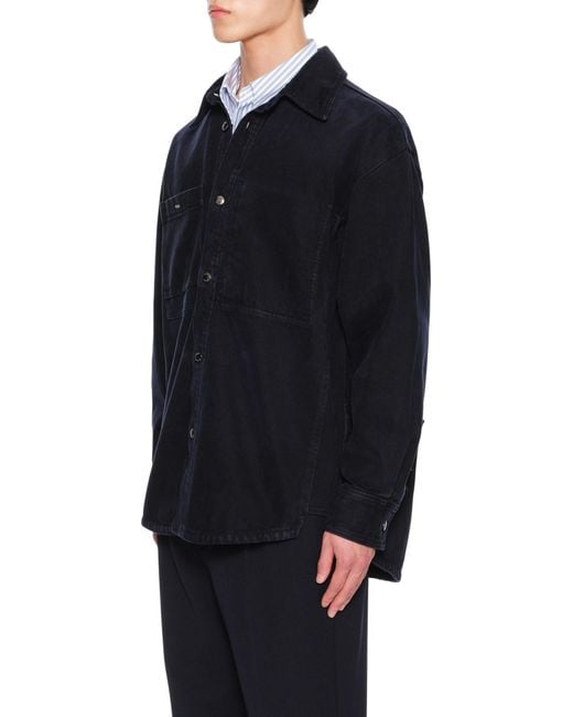 Wooyoungmi Blue Denim Shirt With Back Logo for men