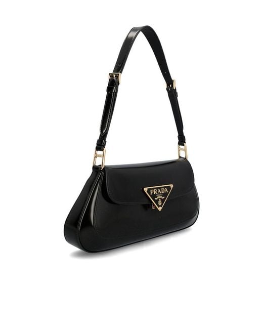 Prada Black Cleo Logo Plaque Shoulder Bag