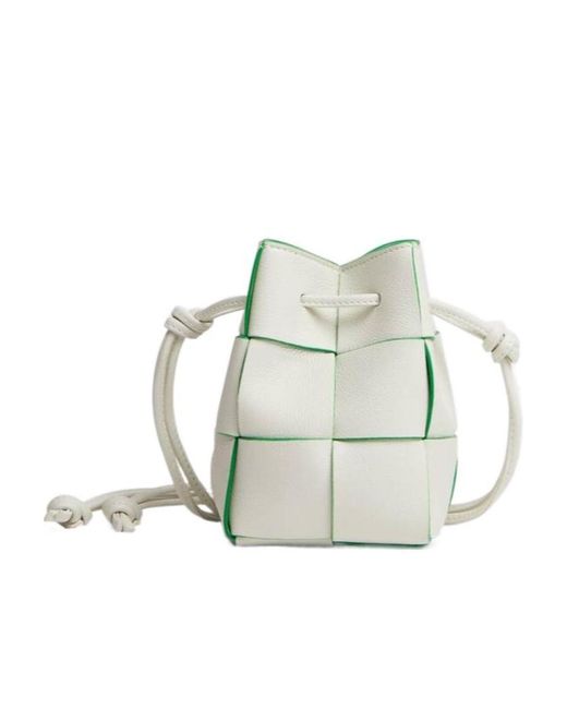 Bottega Veneta White Logo Bucket Shoulder Bag