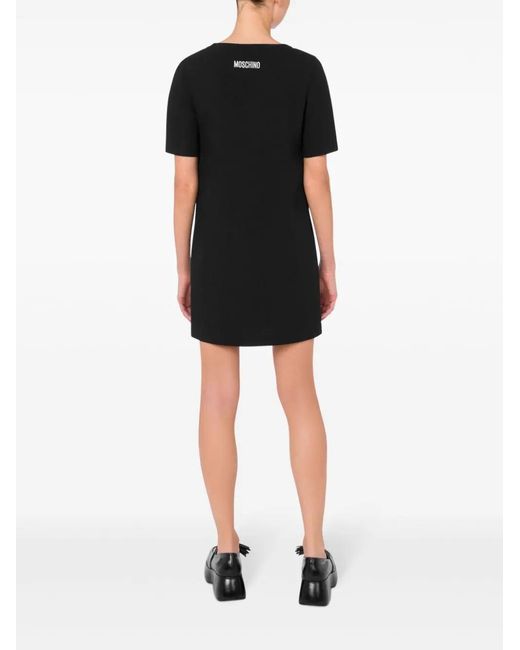 Moschino Black Text-Print Round-Neck Dress