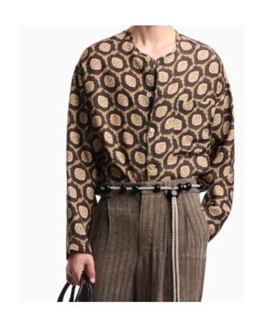 Emporio Armani Natural Geometric Print Shirt for men