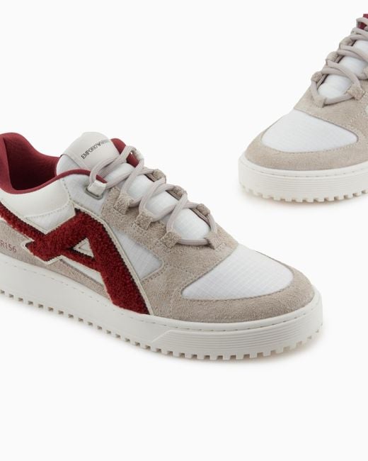 Emporio Armani Brown Panelled Sneakers for men