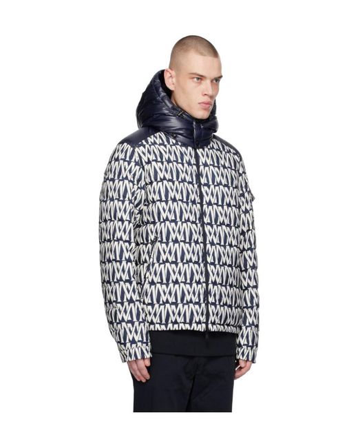 Moncler White All-Over Logo Reversible Puffer Jacket for men