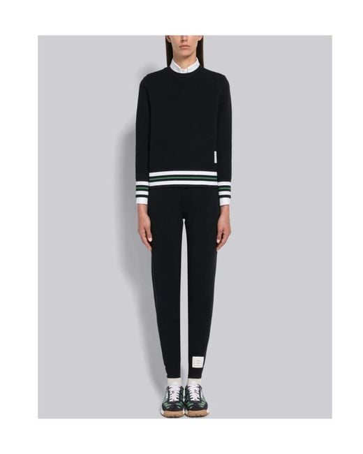 Thom Browne Blue Cricket Stripe Trim Sweatshirt