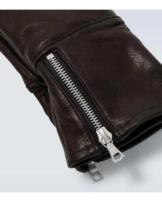 Auralee Black Leather Gloves for men