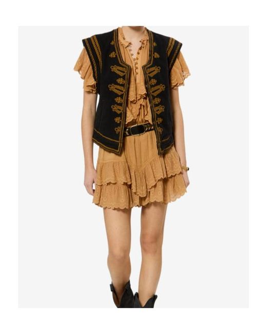 Isabel Marant Black Gilet En Coton Brodé