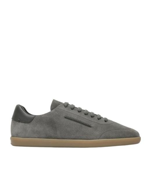Zegna Gray Round-Toe Sneakers for men