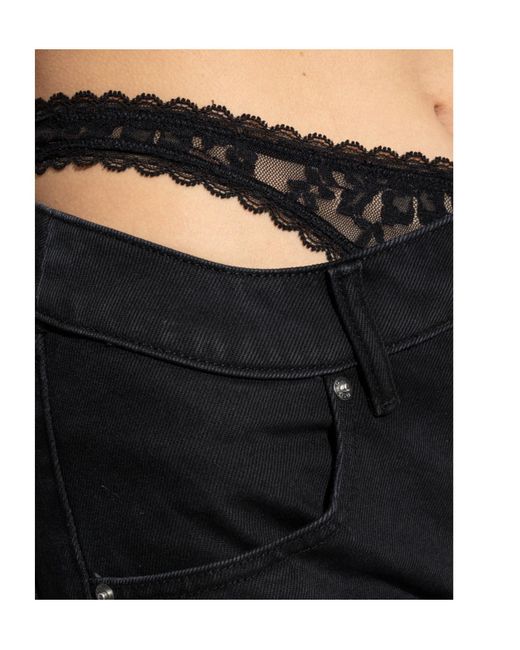 Alexander Wang Black Dip Side Lace Undie Jeans