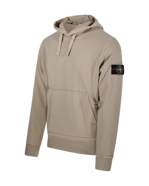Stone Island Gray Compass Patch Drawstring Hoodie for men