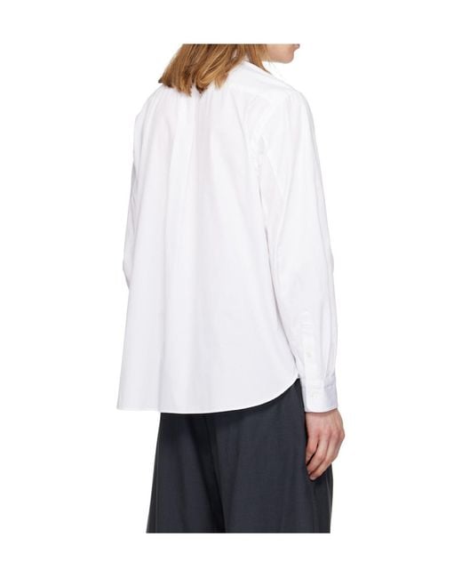 Sacai White Long-Sleeved Collared Shirt for men