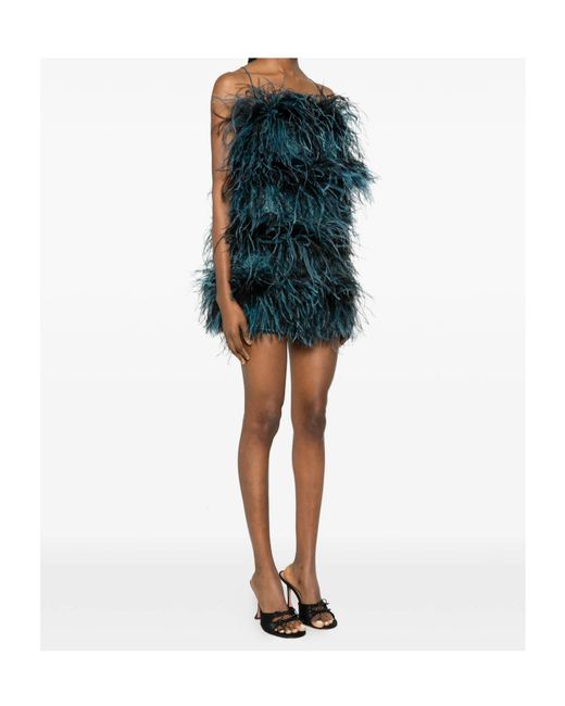 Oseree Green Feathered Mini Dress
